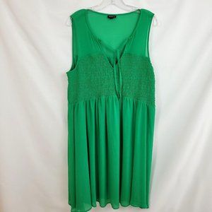 Torrid Plus Size 2 2X 18/20 Green Dress Fit and Flare Skater Dress Sheer Lined